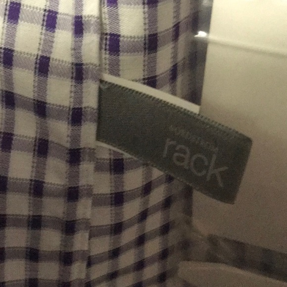 Nordstrom Rack new purple and white Men’s check shirt trim fit size 16 34/35 - Picture 5 of 5
